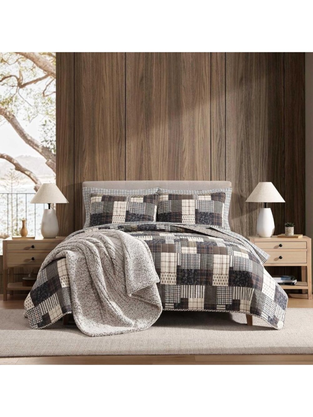 Reversible Twin Quilt Set with Shams, Soft Cotton Bedding, Cozy Home Decor